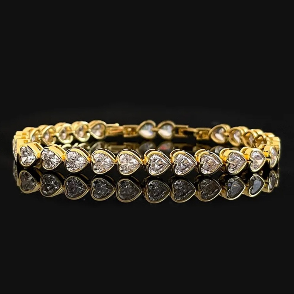 Gold Heart Tennis Bracelet